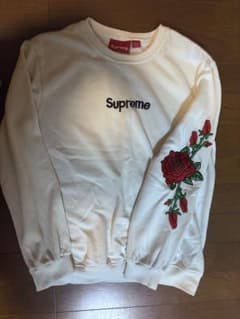 Supreme クルーネック スウェット ホワイト ローズ刺繍のサムネイル