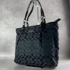 美品⭐️コーチ トートバッグ　シグネチャー　レザー　キャンバス　肩掛け　A4サイズ 極美品✨A4可 コーチ トートバッグ キャンバス×レザー 肩掛け