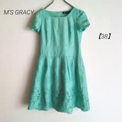 【美品】M's GRACY 半袖ひざ丈ワンピース 花柄 38 M'S GRACY 【38】半袖ワンピース 花柄刺繍入りワンピース - メルカリ