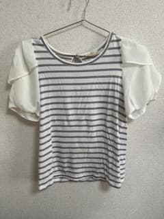 CROLLA ストライプ柄 フリル袖 Tシャツ Mのサムネイル