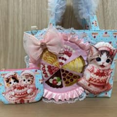 フ*ー様 マチ付トート＆ポーチ♡ぷっくり猫ちゃんケーキ☆ レアケーキ