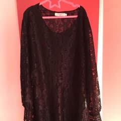 【chika様専用✳︎4XL】大きいサイズ ブラックレース フレアワンピース 黒のサムネイル