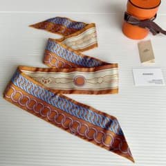 HERMES エルメス ツイリー スカーフ チェーン柄 オレンジのサムネイル