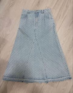 VIS デニムスカート ロング Aライン 刺繍 フリンジ セットアップ可 春夏のサムネイル