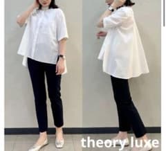 theory luxe 24SS ウォッシャブル バックレースバンドカラーシャツ 美品】theory luxeセオリーリュクスウォッシャブルバンドカラーシャツ