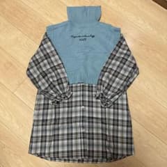 ALGY⭐︎ニットベスト付きチェックシャツワンピース140