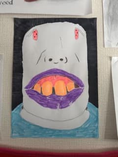 抽象的な顔の手描きアート A4サイズ - メルカリ