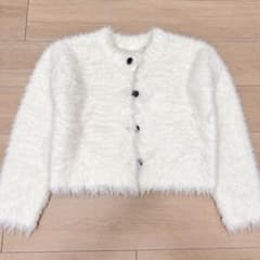 ふわふわ シャギーニット カーディガン ホワイトのサムネイル