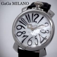37 稼働 ガガミラノ 箱付き メンズ 時計 マヌアーレ40 シルバー シェル