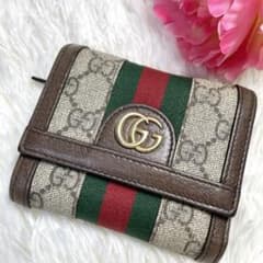 GUCCI グッチ 三つ折り財布 オフィディア GGスプリーム シェリーライン