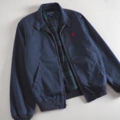 ラルフローレン スイングトップ ネイビー 裏地チェック 赤ポニー 美品