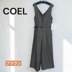 COEL コエル Vネックオールインワン ノースリーブ ブラウン グレー