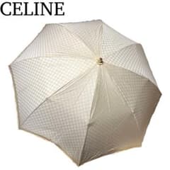 美品】CELINE マカダム柄 日傘 折りたたみ傘 ベージュ - メルカリ