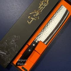 訓平作　菜切　包丁　165ｍｍ　槌目ダマスカス V金10号　黒柄　越前打刃物 訓平作 菜切 包丁 165mm 槌目ダマスカス V金10号 黒柄 越前打刃物
