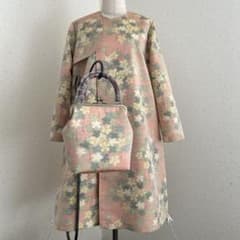 着物リメイク　正絹　紬フラップ付きロングコート＊バッグ 着物リメイク 正絹 紬フラップ付きロングコート＊バッグ - メルカリ