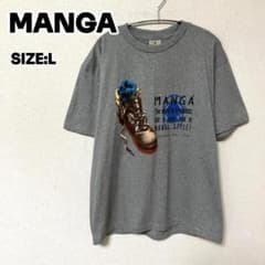 MANGA Tシャツ 半袖 ロゴプリント ブーツ グレー L