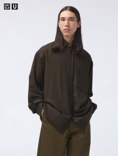 UNIQLO U  ドレープシャツ　ブラウンのサムネイル
