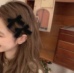 リボン　ヘアピン　コーデュロイのサムネイル