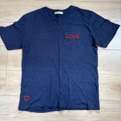 GLOBAL WORK LOVE ビーズ刺繍 ポケットTシャツ ネイビー M - メルカリ
