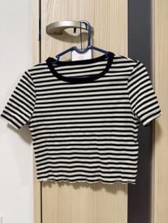 ボーダー柄 クロップド丈 半袖Tシャツのサムネイル