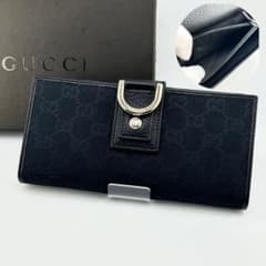 ✨未使用保管品✨ グッチ 長財布 GG シマ キャンバス 黒 付属品完備 