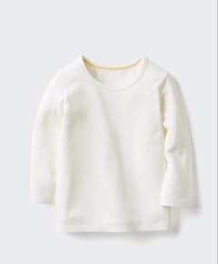 【未使用】2枚セット ユニクロ ヒートテック コットンクルーネックT 黒白 80のサムネイル