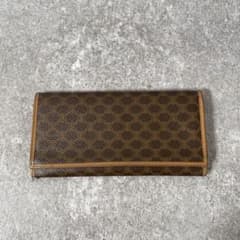 セリーヌ 長財布 折り財布 マカダム柄 トリオンフ PVCレザー ブラウン