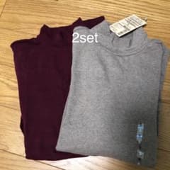 無印　オーガニックコットンストレッチ　ハイネックTシャツのサムネイル