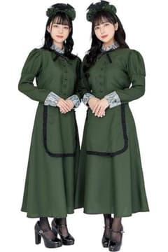 ダークグリーン メイド服 カチューシャ付きのサムネイル