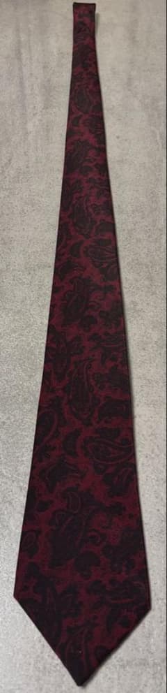 #8【美品】LANVIN ネクタイ 絹100% フランス製 レッドペイズリー柄のサムネイル