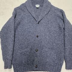 L 美品 BEAMS カーディガン ショールカラー クルミボタン ウール
