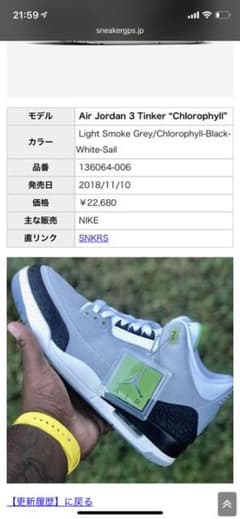 NIKE  AIR JORDAN 3 Tinker “Chlorophyll”のサムネイル