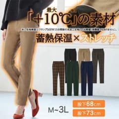 Rananフルレングスパンツ ＋１０度素材！蓄熱保温裏起毛ストレッチスリムパンツのサムネイル