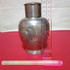 鳥と梅の彫金 茶筒 金属製のサムネイル