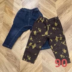 MARKEY'S ベビー パンツ 2点セット 90 デニム ペイント ブラウン