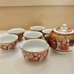 ✴︎お値下げ 九谷焼 茶器セット 急須湯呑み湯冷し7点 僧侶 赤絵