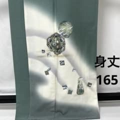 b150 正絹 袷 訪問着 落款 螺鈿 手描き 箔 金ラメ 未使用しつけ糸 着物