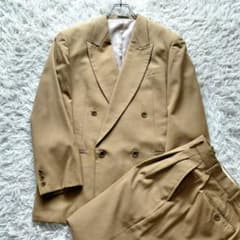 90'sキャメル ウール ダブルスーツ セットアップ レトロ 菅田将暉
