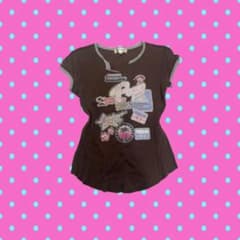 グラフィックプリント ブラウン Tシャツ 半袖 y2k グランジ 平成のサムネイル