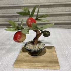 中国美術 玉桃盆栽 翡翠 瑪瑙 天然石 置物 縁起物 風水 - メルカリ