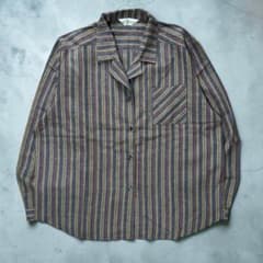VINTAGE ストライプ柄 長袖シャツ グランパコア 渋カジ ユニセックスのサムネイル