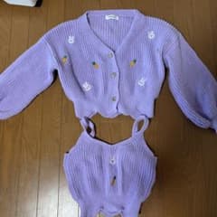 うさぎ にんじん 刺繍 カーディガン キャミソール セットのサムネイル