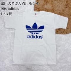 常田大希着用モデル 90s adidas Tシャツ USA製 両面ロゴ L 白青 - メルカリ