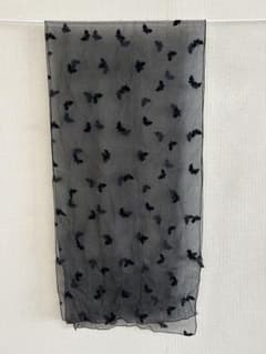 LUPUY ブラックストール 蝶柄シルク100%フロッキー加工