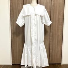 【美品】apres jour 襟付き 半袖 シャツワンピース マキシ丈 白 春夏のサムネイル