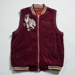 備中倉敷工房 Kura スカジャン ベロア ベスト スーベニア 虎 刺繍 M