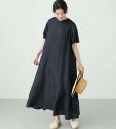 かぐれ リネンAラインワンピース NAVY - メルカリ