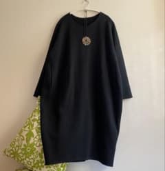 ヨーガンレール ウール裏毛起毛のコクーンワンピース　黒　ババグーリ ヨーガンレール ウール裏毛起毛のコクーンワンピース 黒 ババグーリ