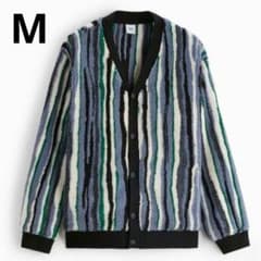 美品】ZARA ザラ ストライプ フェイクボアカーディガン メンズM 齋藤 