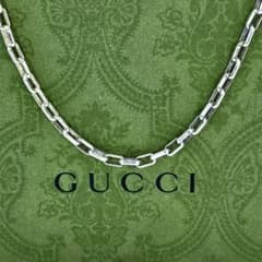 オールドグッチ　レクタングル　ネックレスチェーン50cm幅4㎜　シルバー925 オールドグッチ レクタングル ネックレスチェーン50cm幅4㎜ シルバー